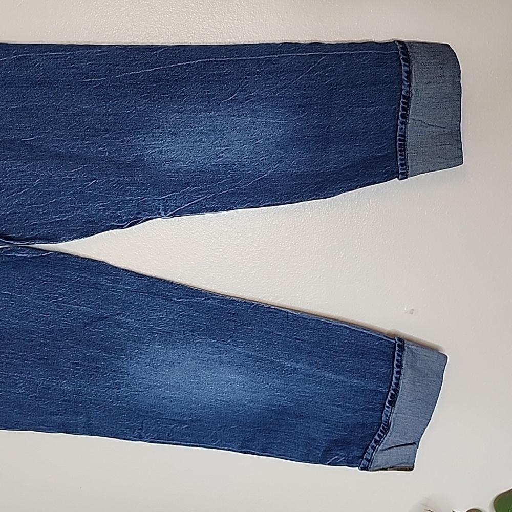 LOFT The Straight Cuffed Medium Blue Women's Jeans High Waist Summer Preppy - Picture 5 of 16
